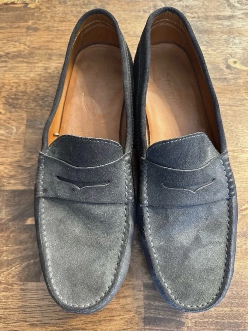 Tod's Black Suede Penny Loafers - Men's Slip-On Driving Shoes